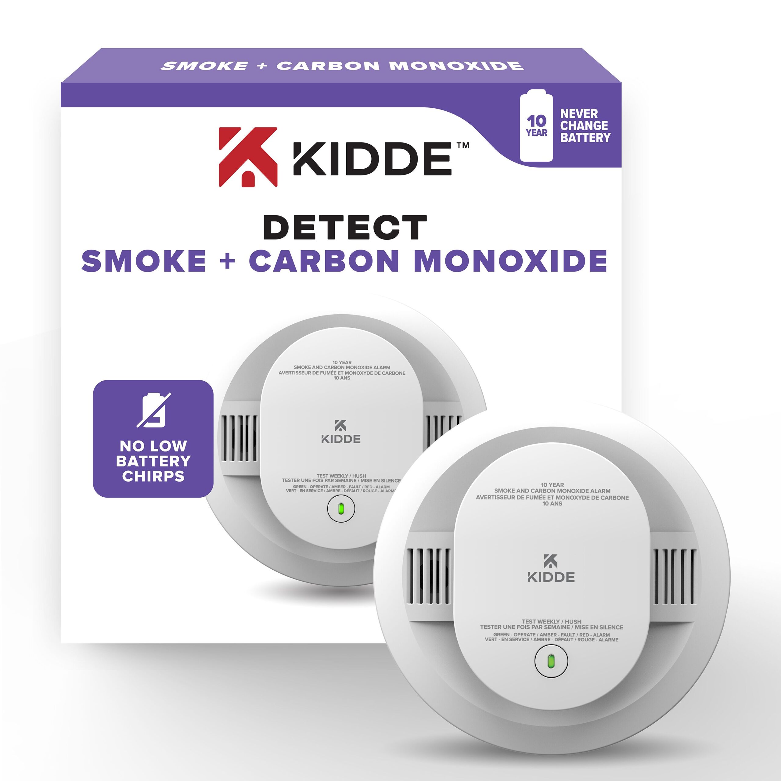 Kidde DETECT - Battery Operated Photoelectric Smoke & CO w/10 Year Sealed Battery & Voice Alerts (30CUD10-VCA)