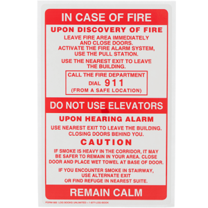 SINGLE STAGE ALARM PULL STATION LABEL - "DO NOT USE ELEVATOR"